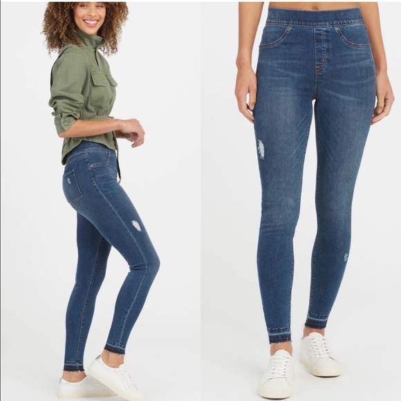 Spanx Pull Distressed Ankle skinny jeans medium wash - Picture 9 of 9
